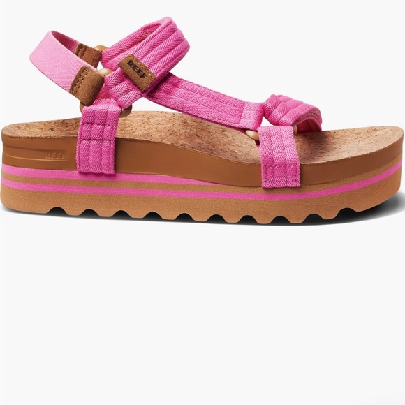 REEF Cushion Hi Platform Sandals in Malibu pink Size US 8 - Picture 2 of 5